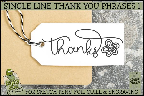 Single Line Thank You Phrases 1, Sketch SVG Files Online Sale - Image 3