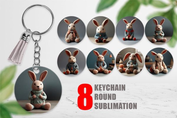 Keychain Rabbit Embroidery Supply