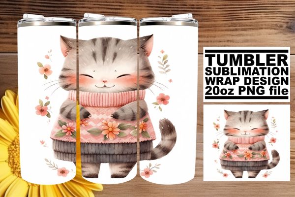 Playful Kitty Design 20oz Tumbler Sublimation Set Online