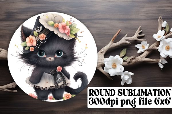 Playful Round Cat Decor for Sublimation Projects Hot on Sale