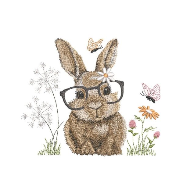 Bunny with Glasses Embroidery Design, 3 sizes, Instant Download Hot on Sale