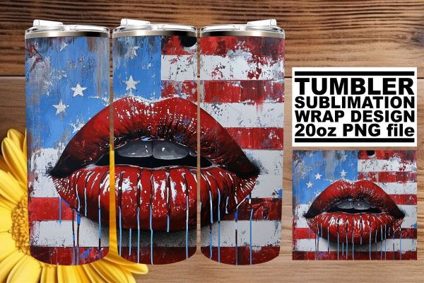USA Pride: 3D Lips 20oz Tumbler Art Online