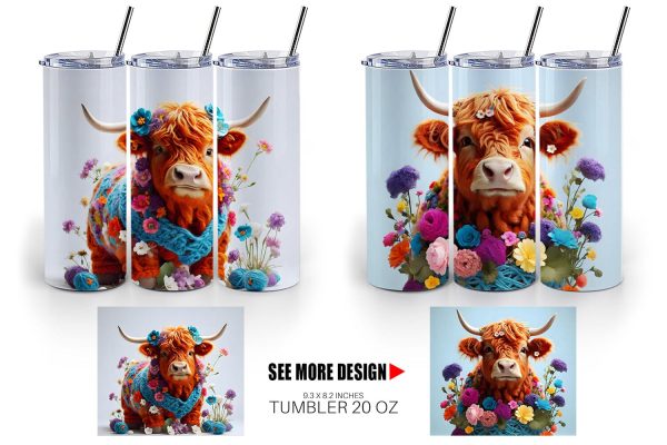 Tumbler Wrap Higland Cow Easter For Discount - Image 3