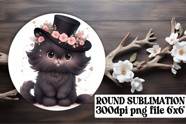 Cute Feline Circle Prints for Creative Projects Hot on Sale