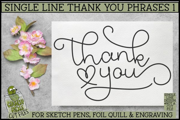 Single Line Thank You Phrases 1, Sketch SVG Files Online Sale - Image 2