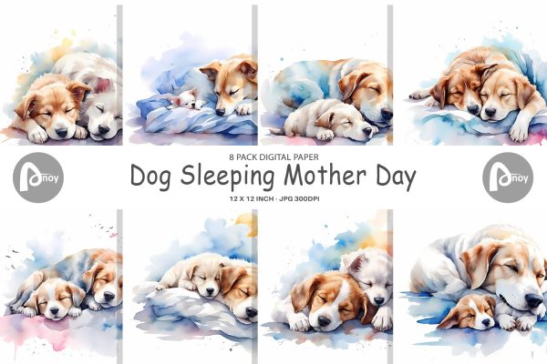 Digital Paper Mother Day Dog Sleeping on Sale