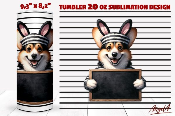 Dog tumbler sublimation   Bad bunny   Corgi tumbler wrap PNG on Sale