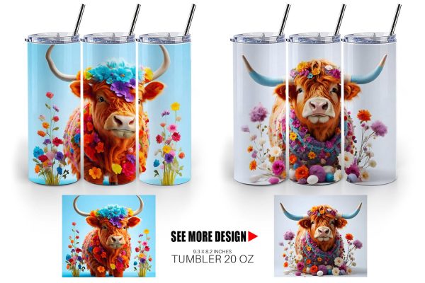 Tumbler Wrap Higland Cow Easter For Discount - Image 4