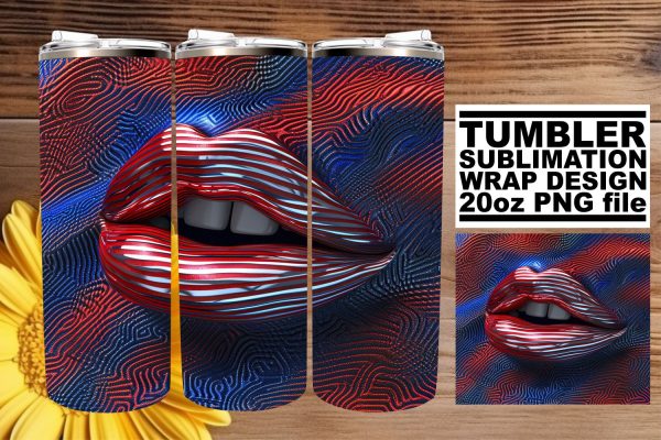 Patriotic Perfection: 3D Lips 20oz Tumbler Art Online Sale