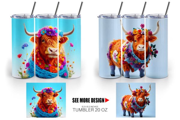 Tumbler Wrap Higland Cow Easter For Discount - Image 5