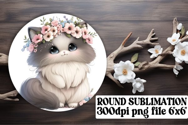 Playful Kitty Circle Prints for Sublimation Crafting Fashion