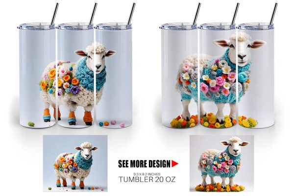 Tumbler Wrap Sheep Easter Embroidery Online Sale - Image 2