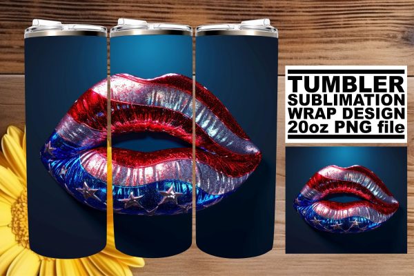 All-American Elegance: 3D Lips 20oz Tumbler Design For Cheap
