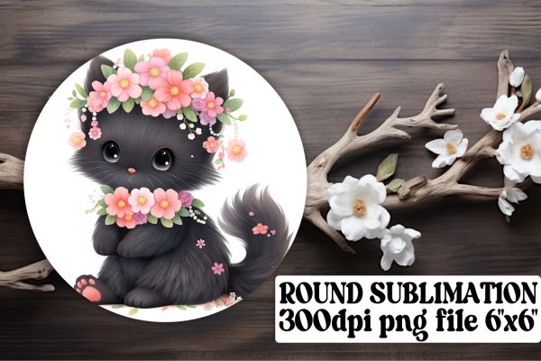 Cheerful Cat Circle Prints for Creative Sublimation on Sale