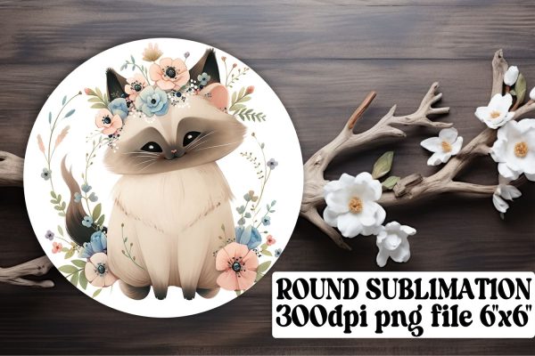 Charming Round Cat Decor for Sublimation Creations For Discount