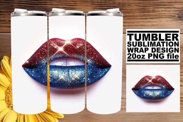 Lady Liberty s Kiss: USA Flag Lip Art on Sale