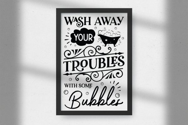Wash Away Your Troubles, Funny Bathroom Sign SVG For Sale - Image 2
