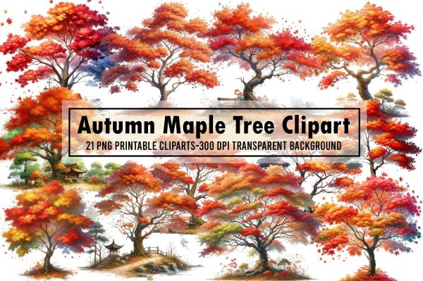 Autumn Maple Tree Sublimation Clipart Online Sale