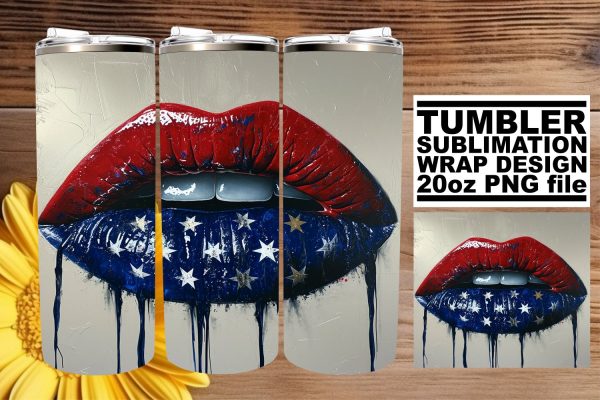 Liberty s Love: Patriotic Lip 20oz Tumbler Design Cheap