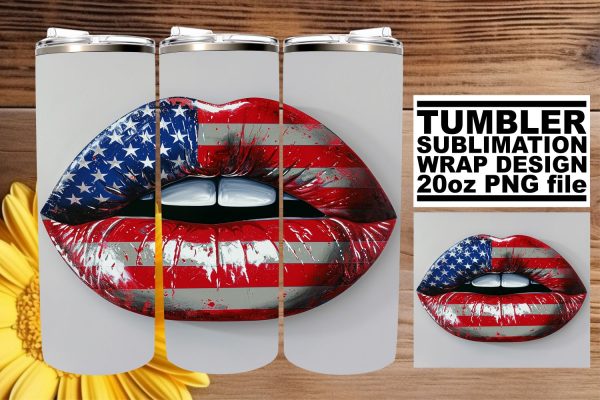 All-American Beauty: 3D Lips 20oz Tumbler Wrap Hot on Sale
