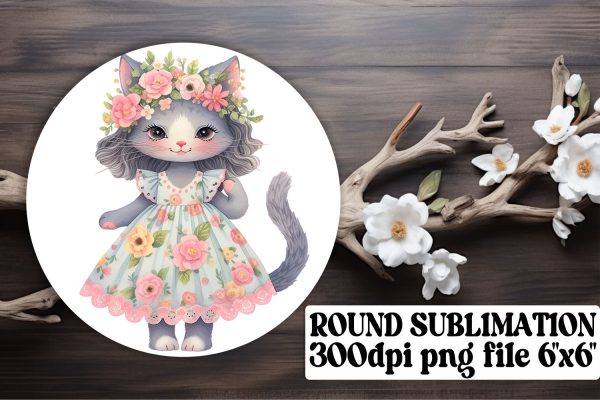Playful Kitty Circle Decor for Crafting Adventures Supply