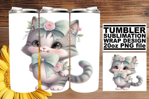 Adorable Feline 20oz Tumbler Sublimation Pack Supply