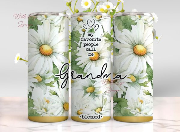Grandma 20oz Wrap Tumbler Wrap, Grandma Sublimation Tumbler Designs, 20 oz Daisy Tumbler PNG Instant DIGITAL DOWNLOAD on Sale