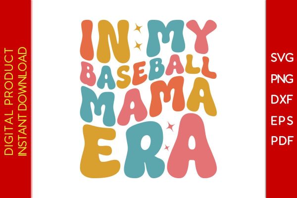 Retro Wavy In My Baseball Mama Era SVG PNG PDF Cut File For Sale