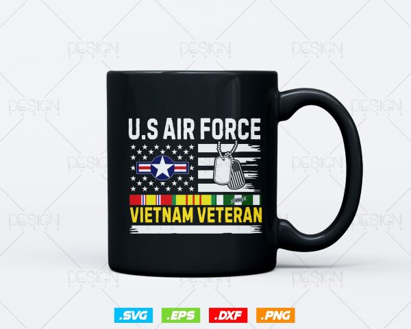 U.S Air Force Vietnam Veteran USAF Flag Vintage Svg Png, Fathers Day Svg, USA Flag Svg, Svg Files for Cricut Silhouette, Instant download Online Sale - Image 3