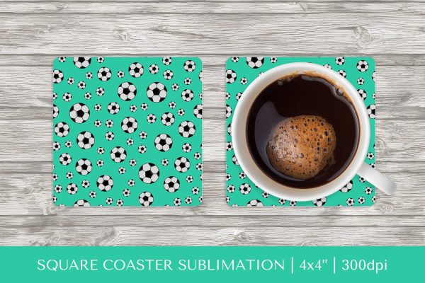 Soccer balls square coaster sublimation. Sports coaster on Sale