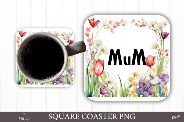 Mom Coaster Sublimation PNG. Mother Day Coaster PNG For Discount