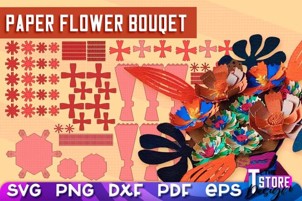 Paper Flower Bouquet SVG Design | Flower Bouquet SVG Design | Mother’s Day Gift Cheap