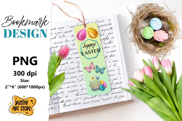 Happy Easter Bookmark printable. Easter cupcake bookmark For Sale