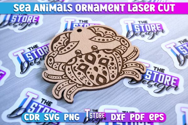 Sea Animals Ornaments Laser Cut | Ocean Animals Ornament SVG Online Sale