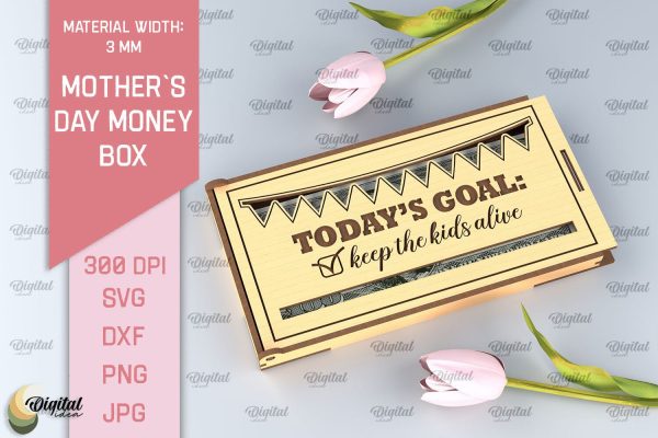 Mothers Day Money Box SVG. Laser Cut Money Gift Box Hot on Sale