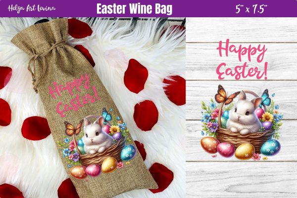 Wine Bag Sublimation | Happy easter PNG Sale