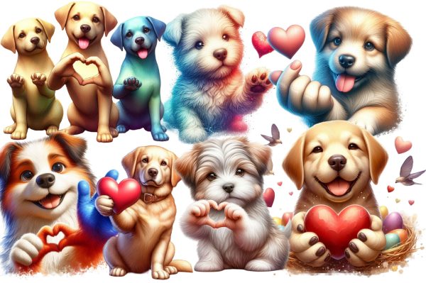 Dogs Giving Heart Hand Sign Sublimation Hot on Sale - Image 2