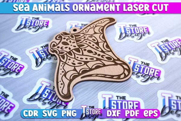 Sea Animals Ornaments Laser Cut | Ocean Animals Ornament SVG Sale