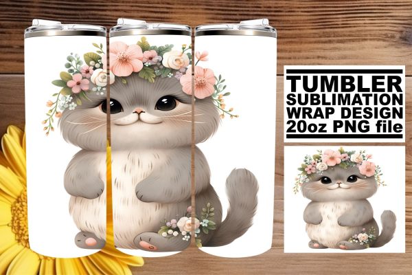 Whimsical Watercolor Cat Lover Tumbler Wrap Sublimation Online