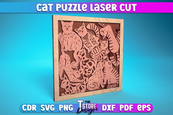 Cat Puzzle Laser Cut | Puzzle Game Laser Cut Design | CNC Files Cheap - Image 5