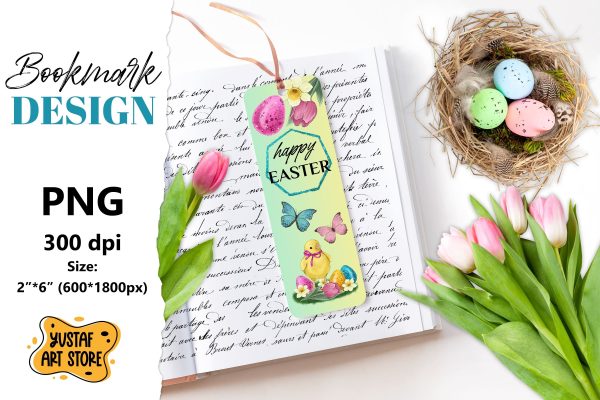 Happy Easter Bookmark printable. Easter chick bookmark PNG For Cheap