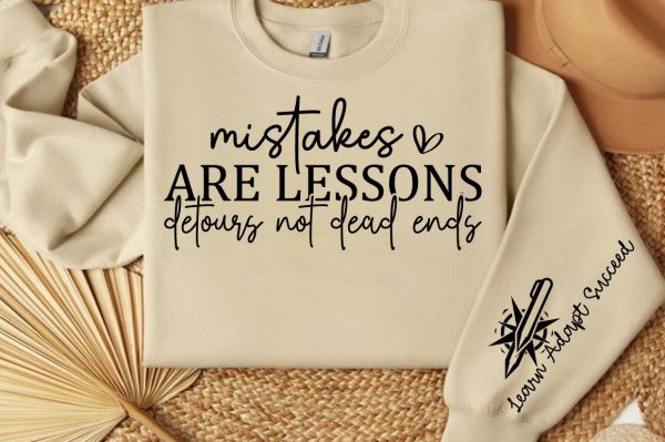 Mistakes are lessons detours not dead ends Sleeve SVG Design For Sale - Image 2