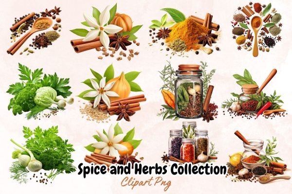 Watercolor Spice and Herbs Collection Clipart Bundle Discount - Image 3