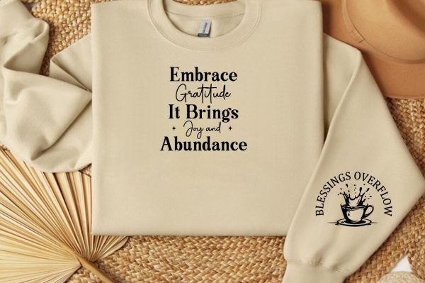 Embrace Gratitude It Brings Joy and Abundance Sleeve SVG Design Online Sale - Image 3