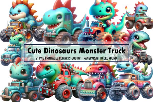 Cute Dinosaurs Monster Truck Sublimation Cheap