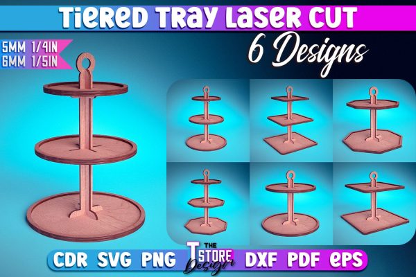 Tiered Tray Laser Cut Design  | Home Design | CNC Files Supply