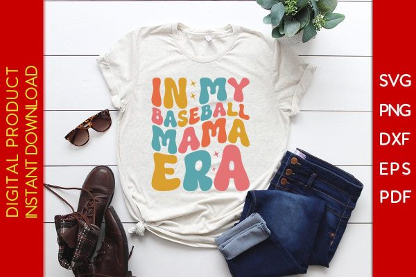 Retro Wavy In My Baseball Mama Era SVG PNG PDF Cut File For Sale - Image 2
