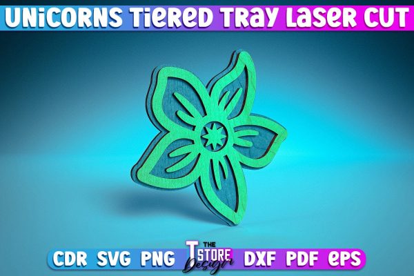 Unicorns Tiered Tray Laser Cut | Tiered Tray Laser Cut Design | CNC Files For Cheap