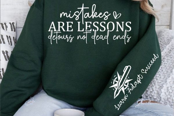 Mistakes are lessons detours not dead ends Sleeve SVG Design For Sale - Image 3