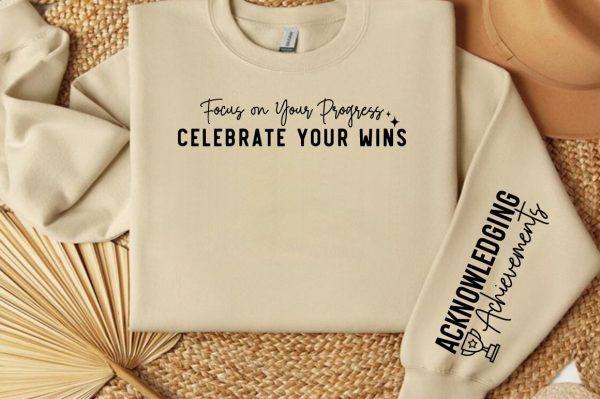 Focus on Your Progress Celebrate Your Wins Sleeve Svg Design For Sale - Image 3